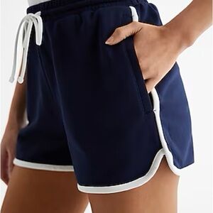Express Dark Blue Athletic Shorts with White Trim